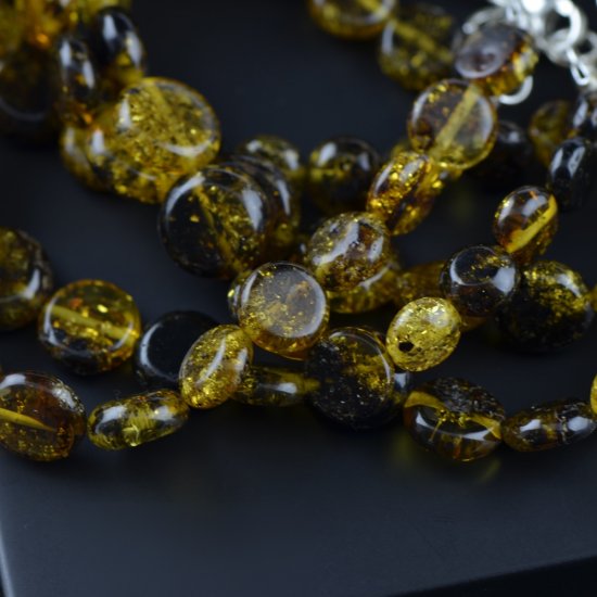 Amber green beads bracelet